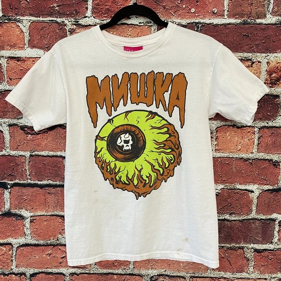 MISHKA MNWKA Eyeball Shirt Women Size S Engineered to Destroy! - STAINS - READ - Picture 1 of 9